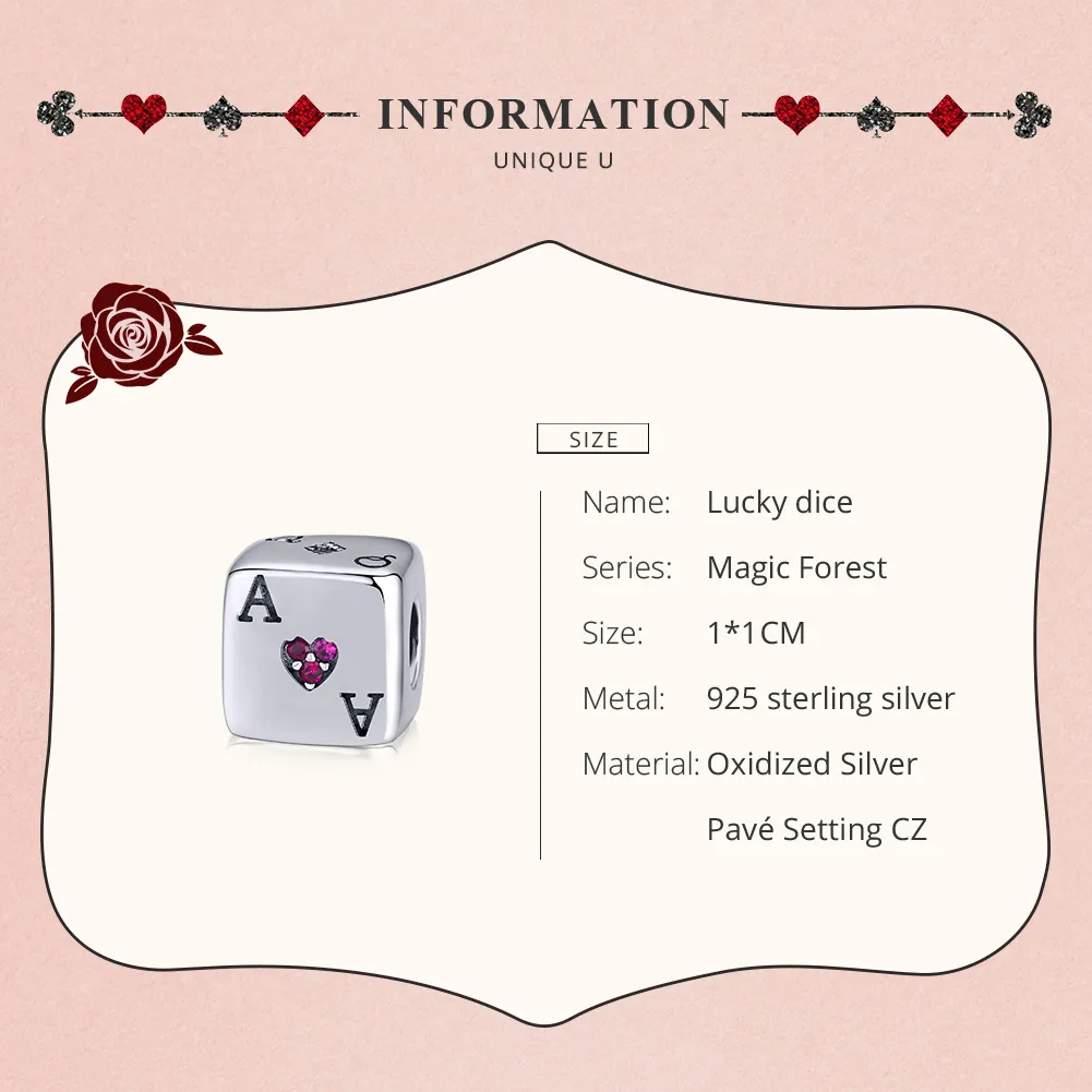 Pandora Style Silver Love Dice Charm - SCC1440