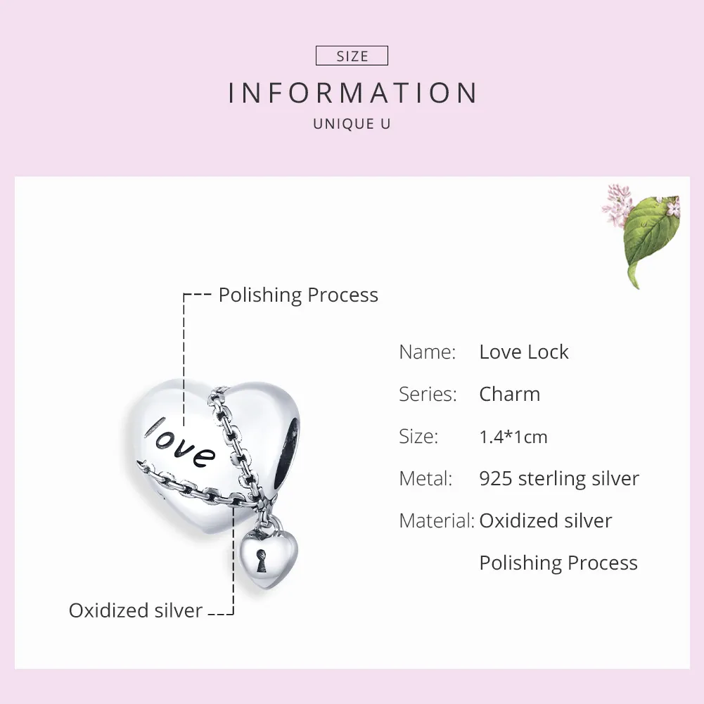 Pandora Style Silver Love Lock Charm - SCC1553