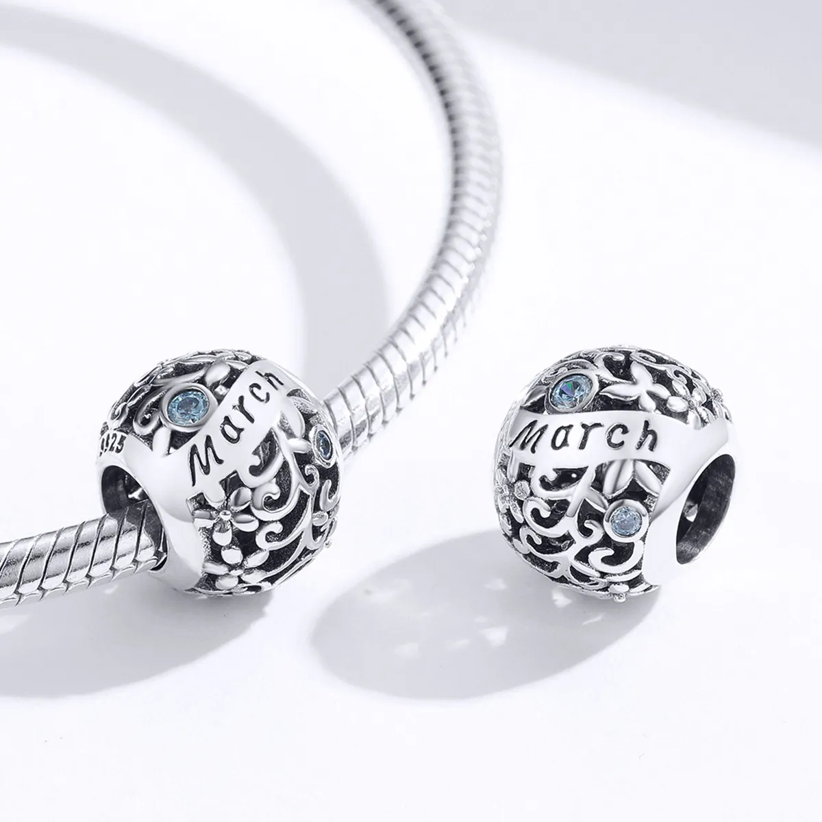 Pandora Style Silver March Birthstone Charm - SCC1385-3