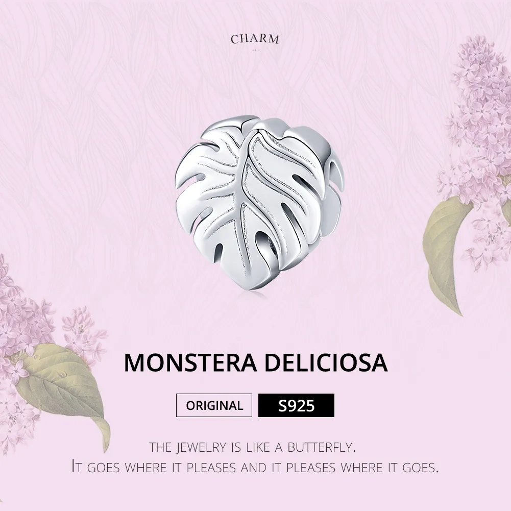 Pandora Style Silver Monstera Charm - BSC141