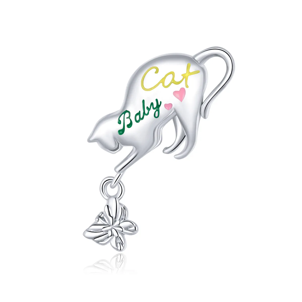 pandora style silver naughty cat charm scc1678