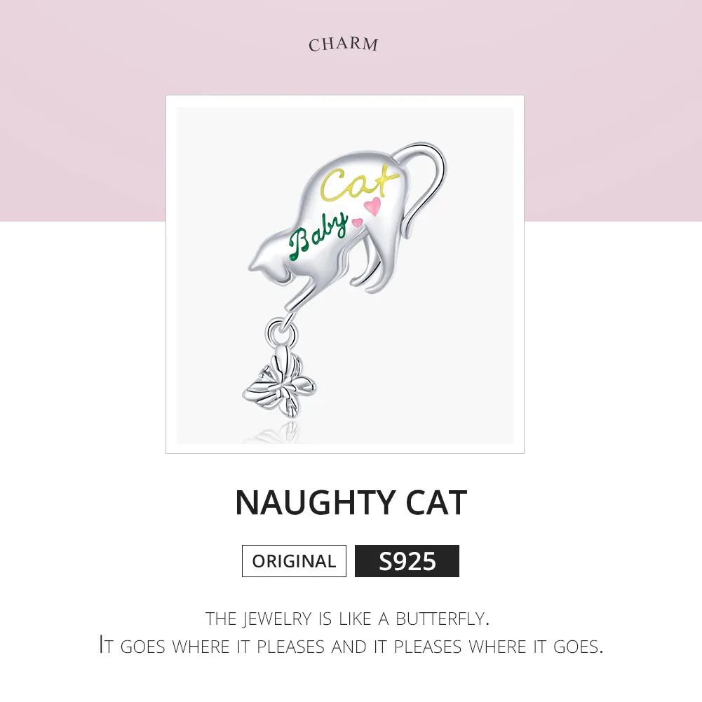 Pandora Style Silver Naughty Cat Charm - SCC1678