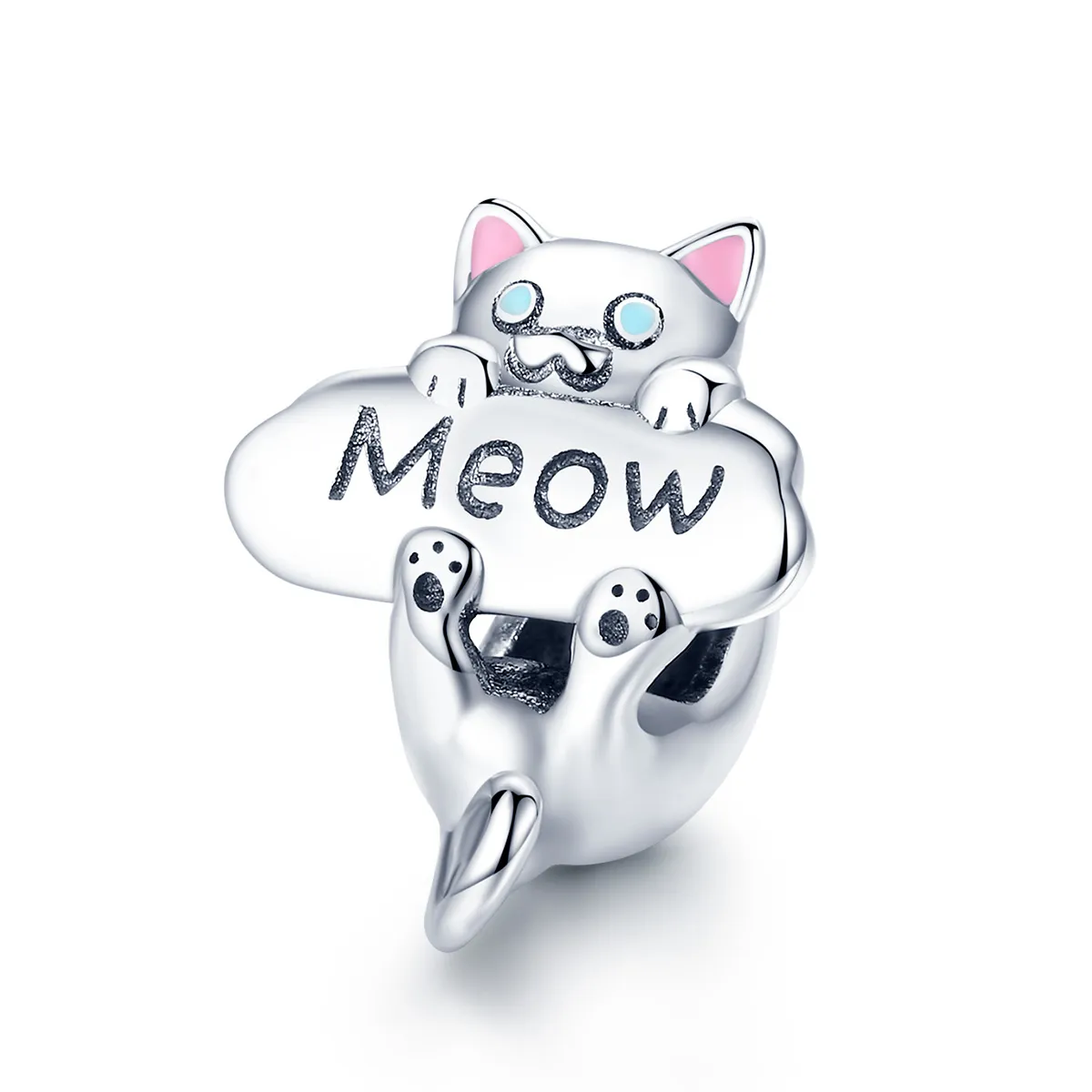 Pandora Style Silver Naughty Cat Perfume Bottle Charm - SCC874