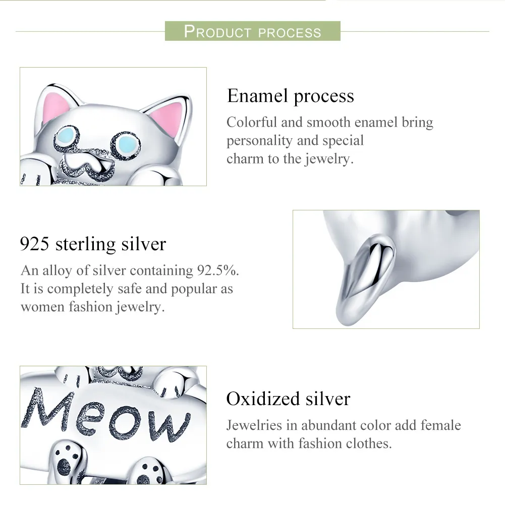 Pandora Style Silver Naughty Cat Parfymeflaske Charm - SCC874