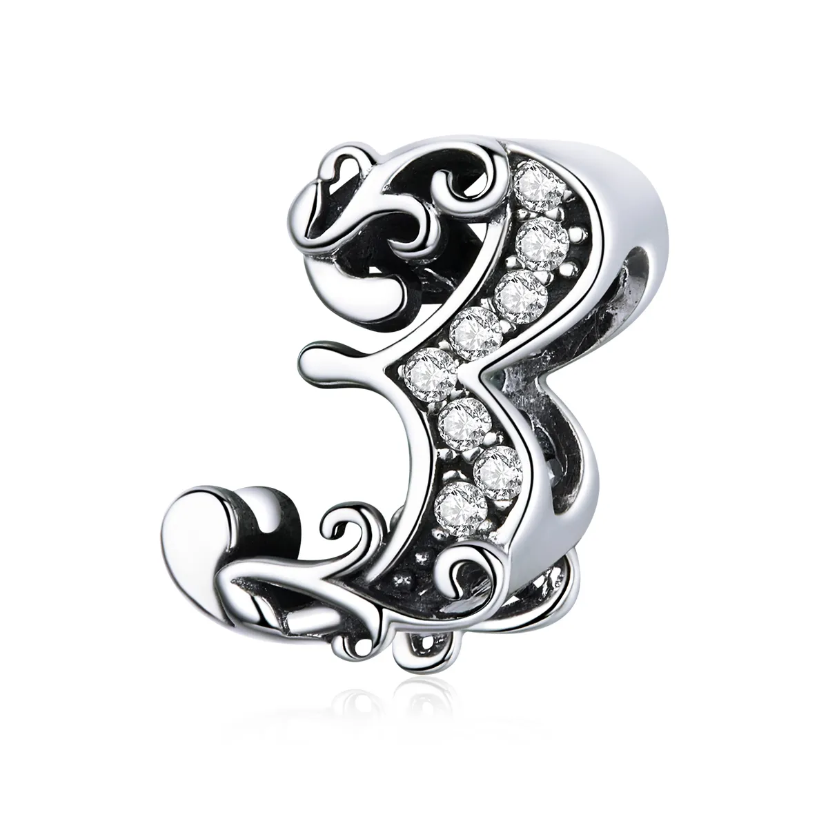 Pandora Style Silver Number 3 Charm - SCC1418-3