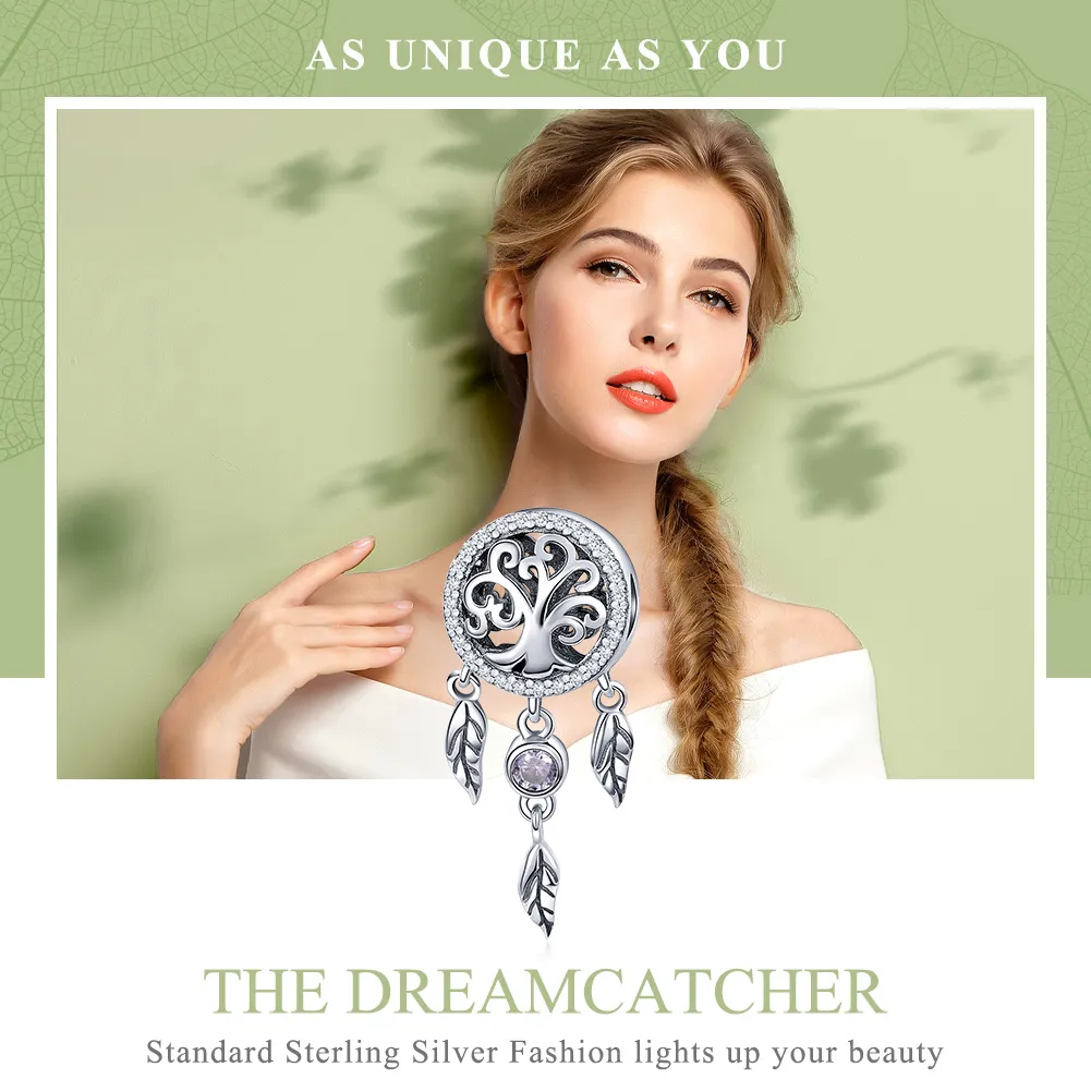 Pandora Style Silver Openwork Dreamcatcher Charm - SCC723