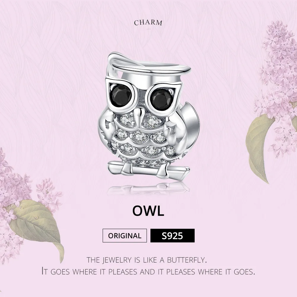 Pandora Style Silver Owl Charm - BSC124