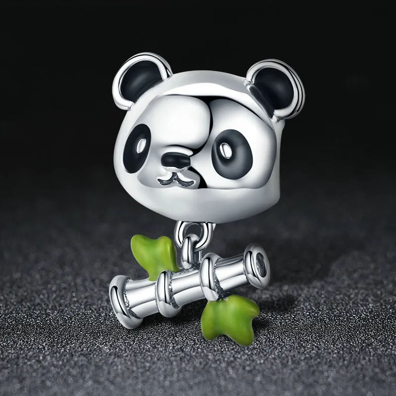 Pandora Style Silver Panda elsker å spise bambus sjarm - SCC325