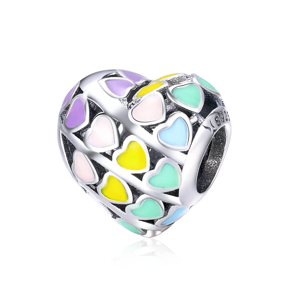 pandora style silver rainbow heart charm scc902