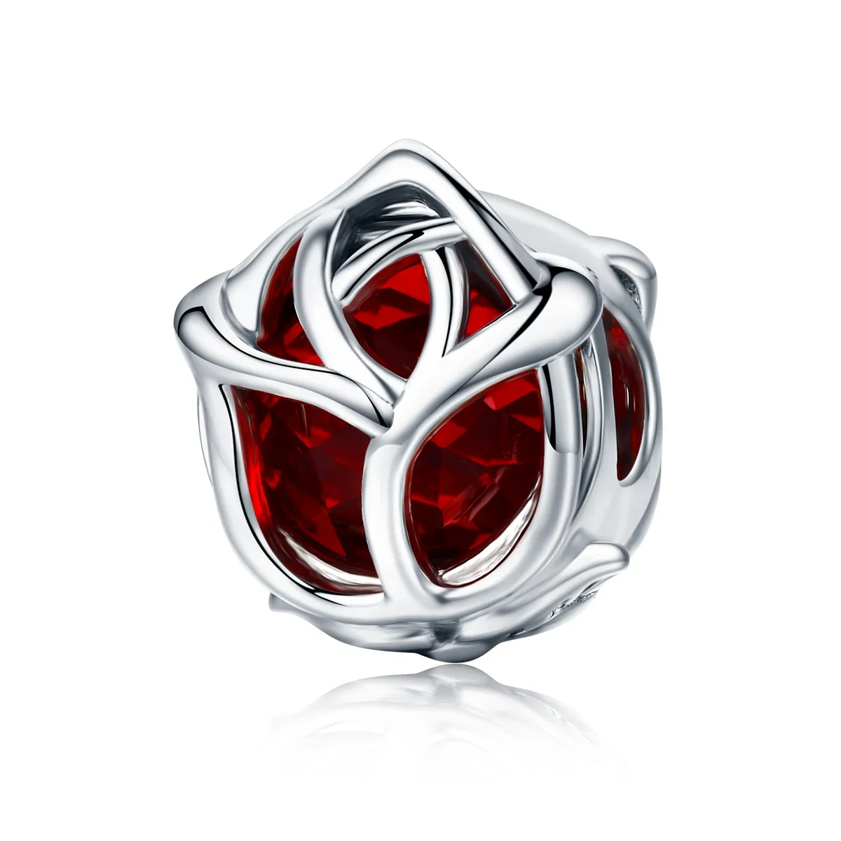 pandora style silver red roses charm scc568