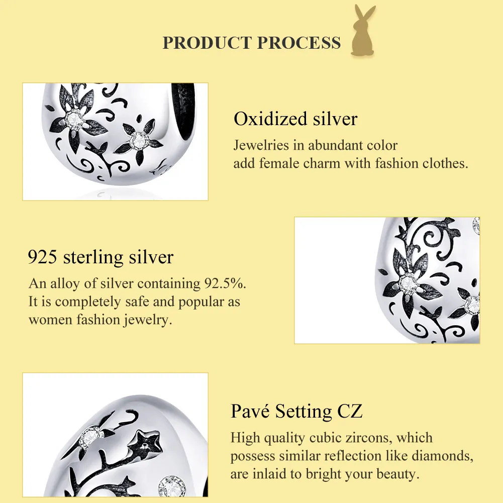 Pandora Style Silver Retro Easter Egg Charm - SCC1466