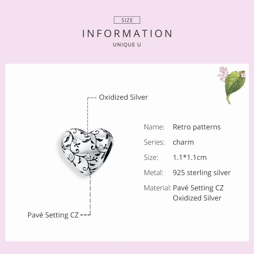 Pandora Style Silver Retro Patterns Charm - SCC1323