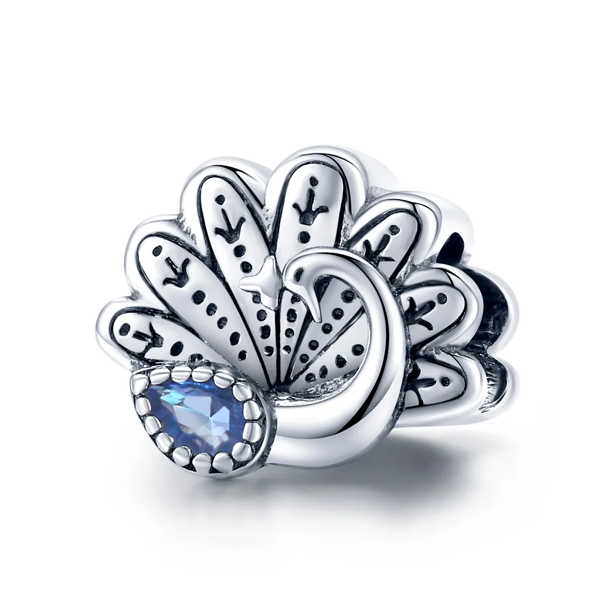 Pandora Style Silver Retro Peacock Charm - SCC1558