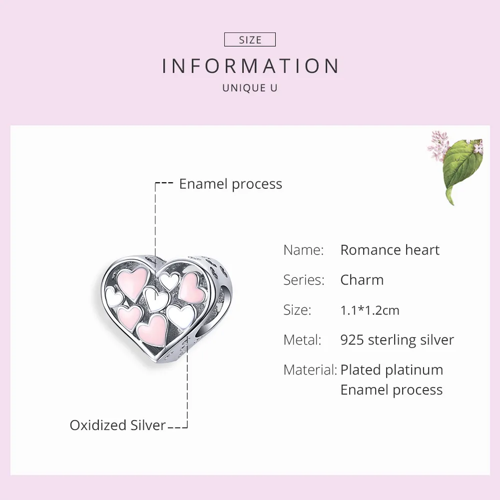 Pandora Style Silver Romance Heart Charm - SCC1423