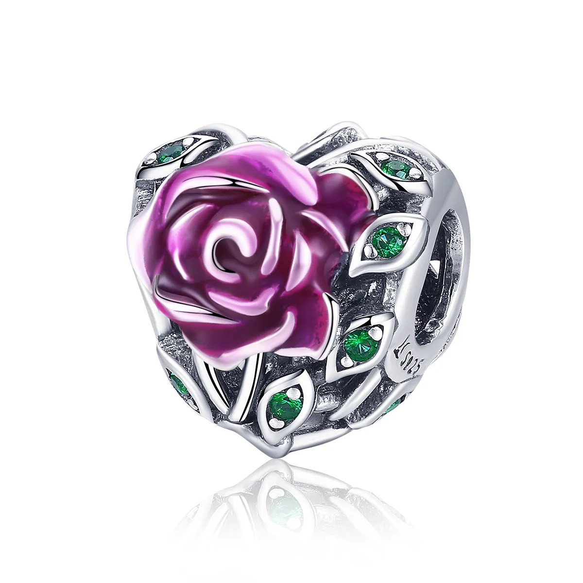 pandora style silver rose heart charm scc927