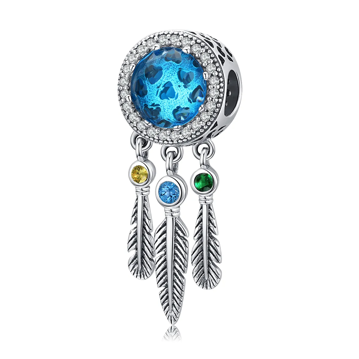 pandora style silver sapphire dream catcher charm scc1384