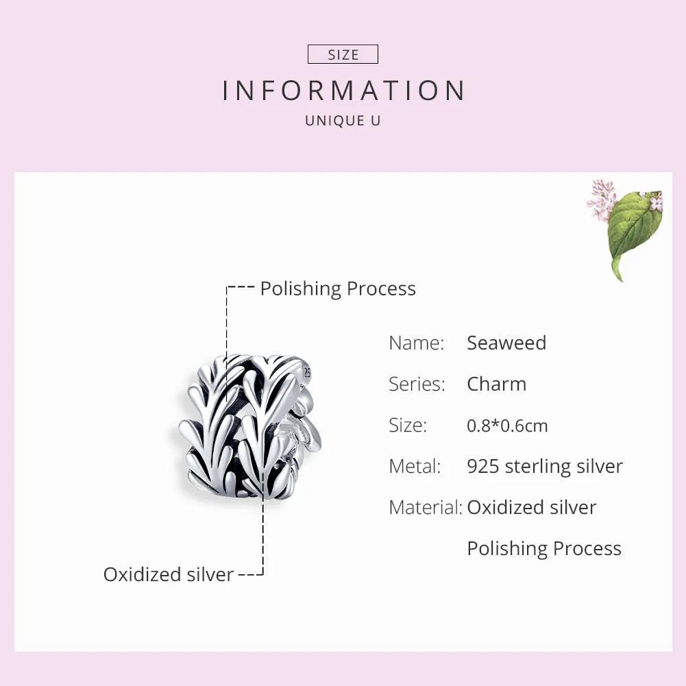 Pandora Style Silver Seaweed Charm - SCC1534