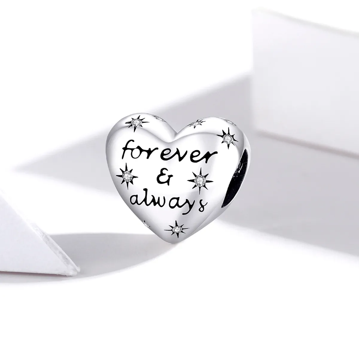 Pandora Style Silver Shining Heart Charm - SCC1735