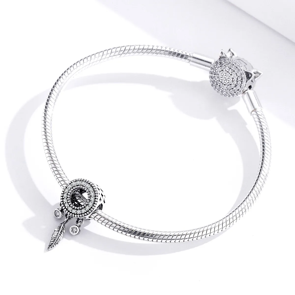 Pandora Style Silver Shiny Feather Charm - SCC1550