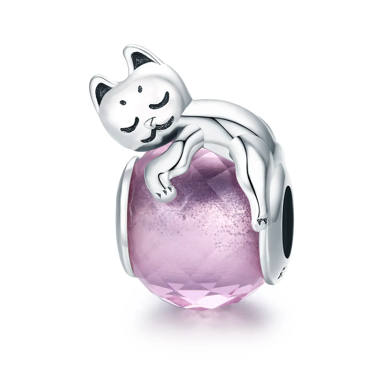 pandora style silver sleeping cat charm scc447