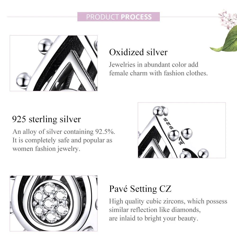 Pandora Style Silver Teardrop Charm - SCC1723