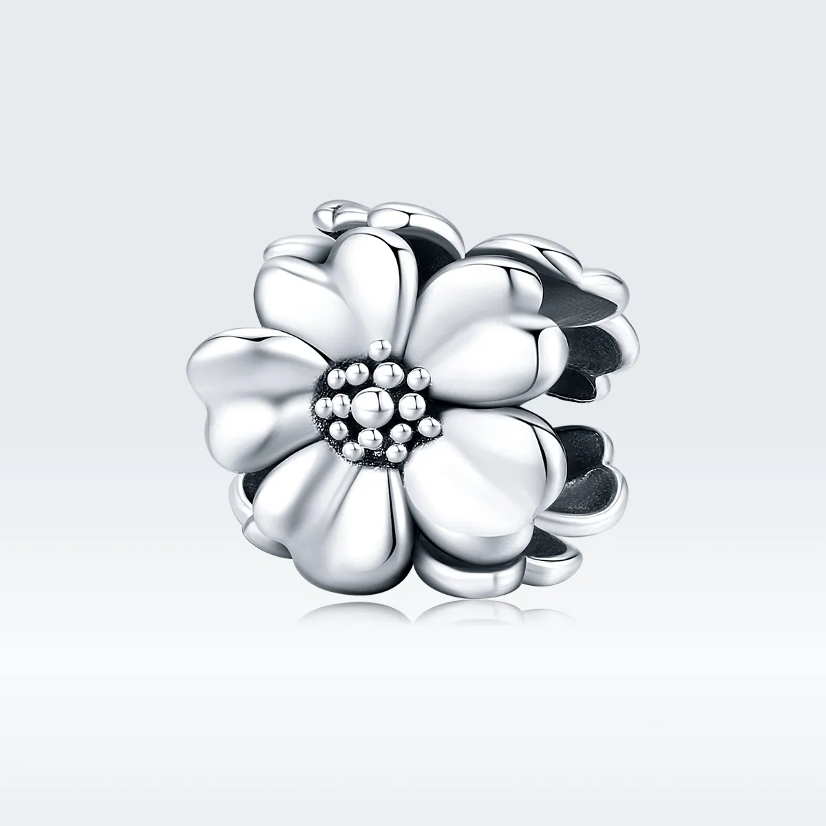 pandora style silver three flowers charm scc1486