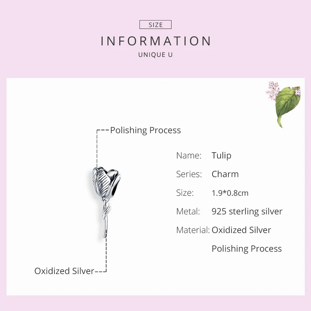 Pandora Style Silver Tulip Charm - SCC1514