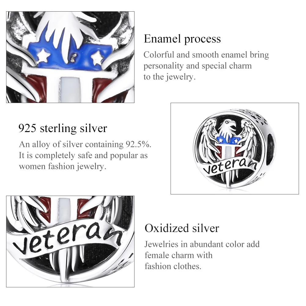 Pandora Style Silver Veteran Charm - SCC1885