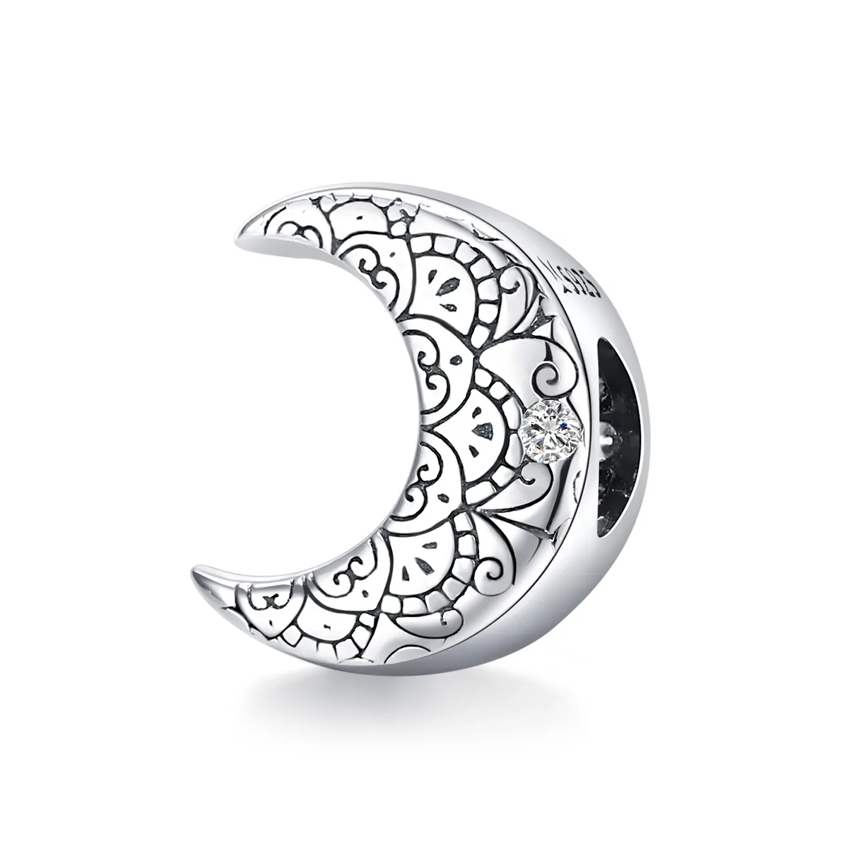 pandora style silver vine moon charm scc1604