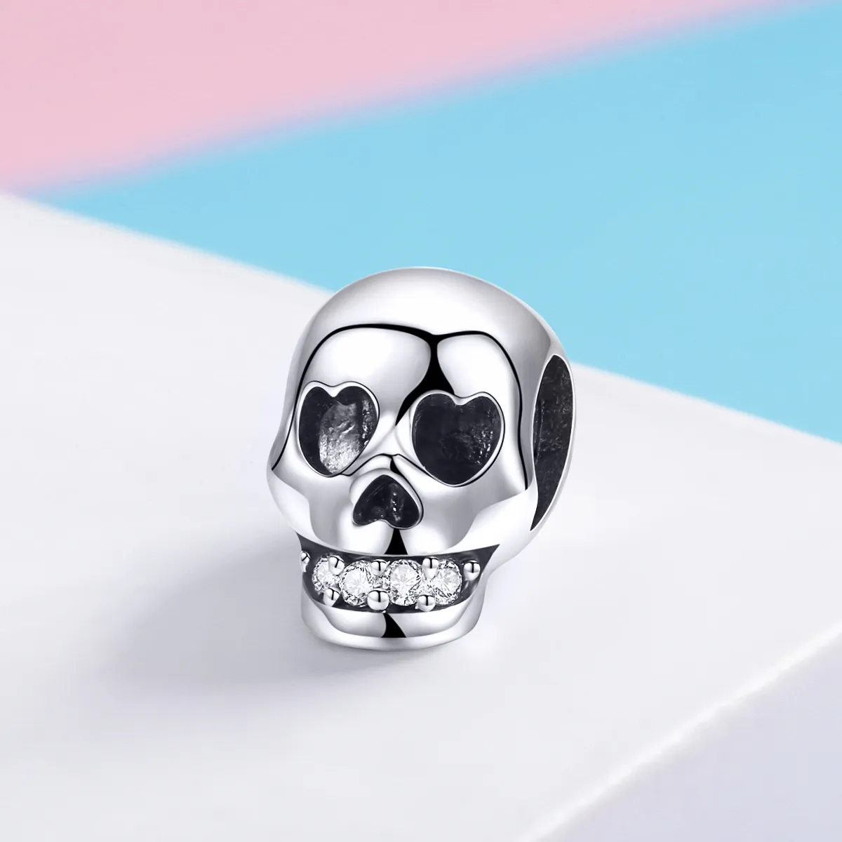 Pandora Style Silver White Skull Charm - SCC965