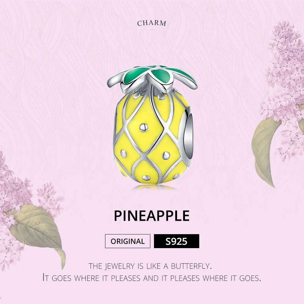 Pandora Style Sølv Ananas Charm - BSC128