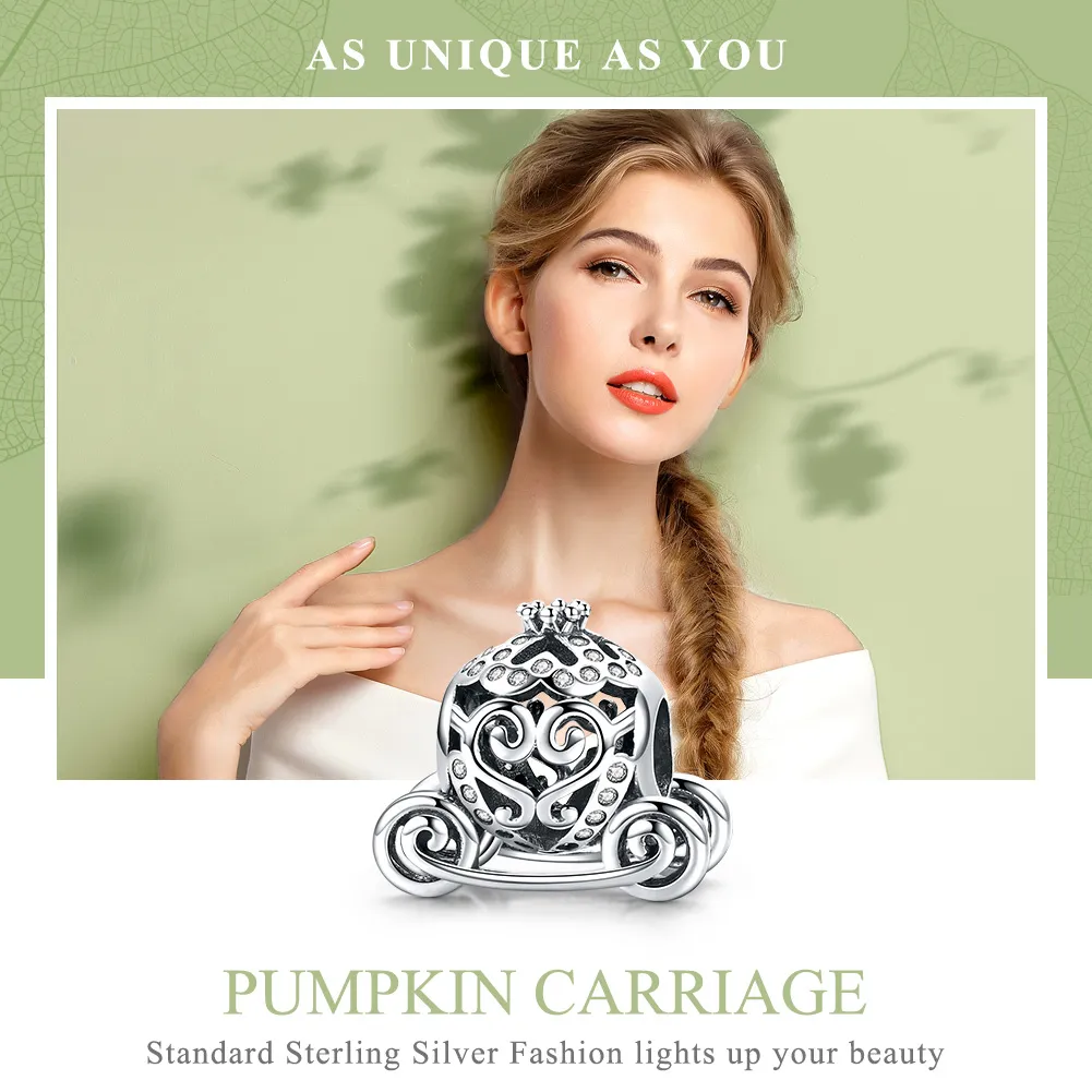 Pandora Style Sølv Askepotts Pumpkin Car Charm - SCC792