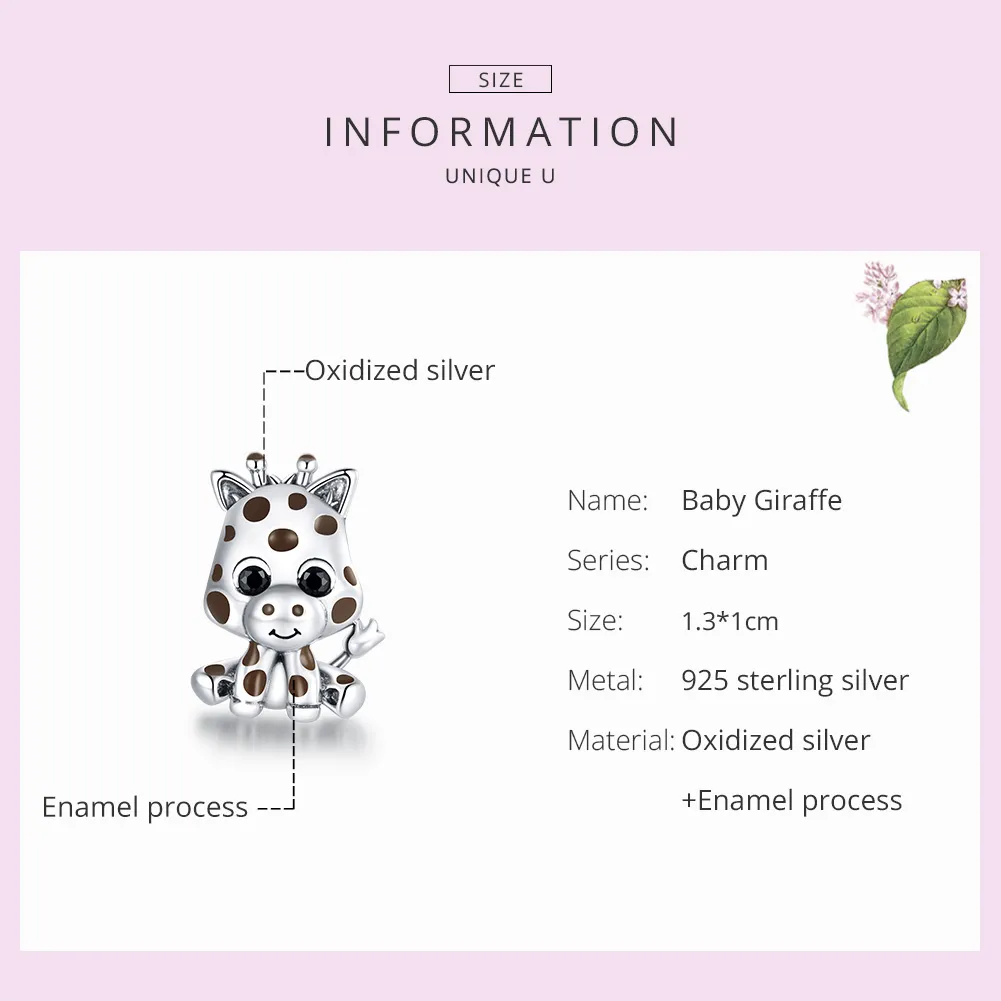 Pandora Style Sølv Baby Giraffe Charm - SCC1691