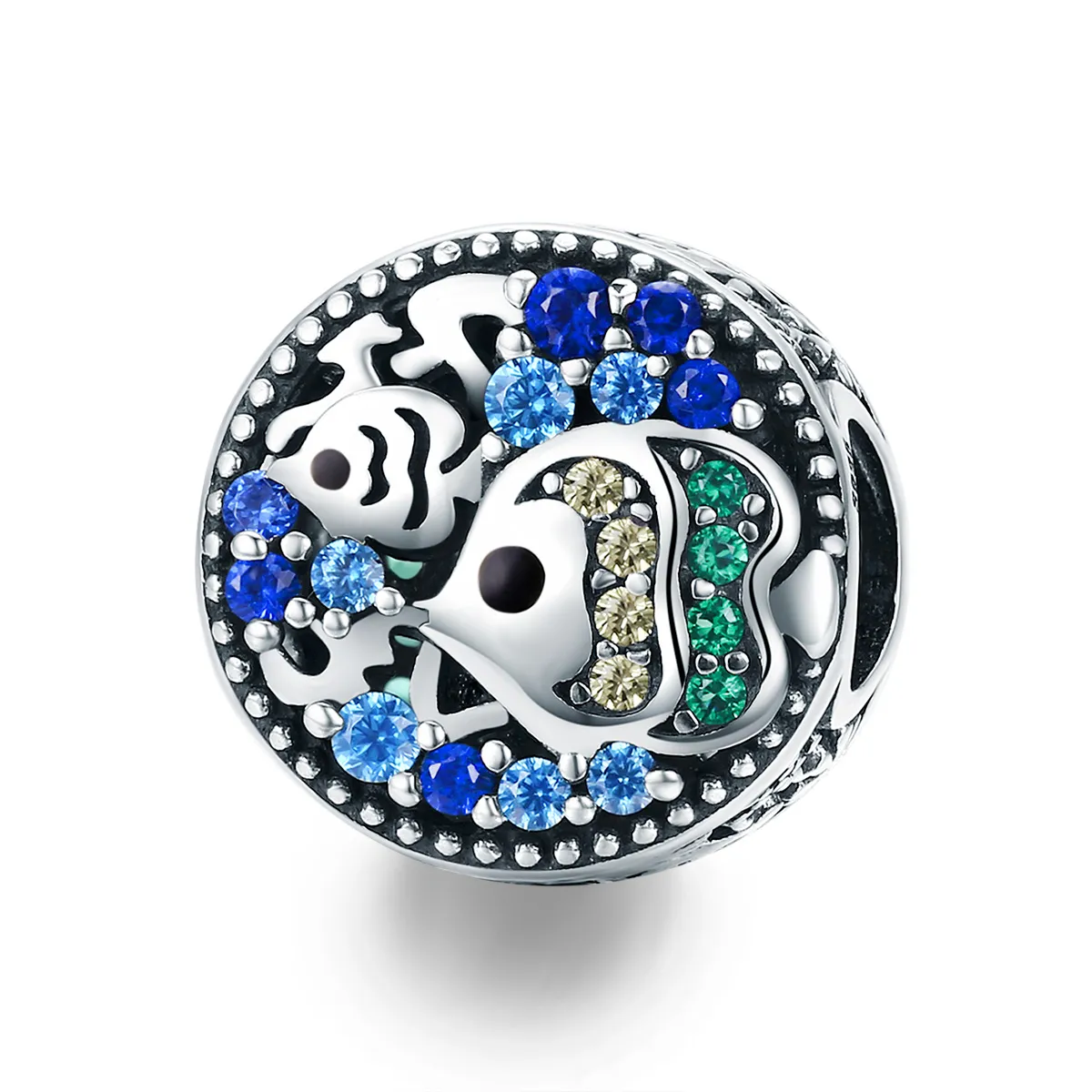 pandora style sølv fargerike fish of the underwater world charm scc764