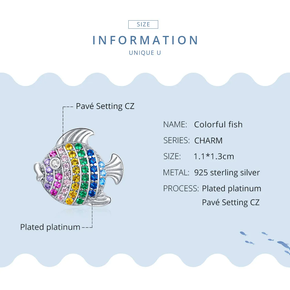 Pandora Style Sølv Fargerike Fisk Charm - SCC1803