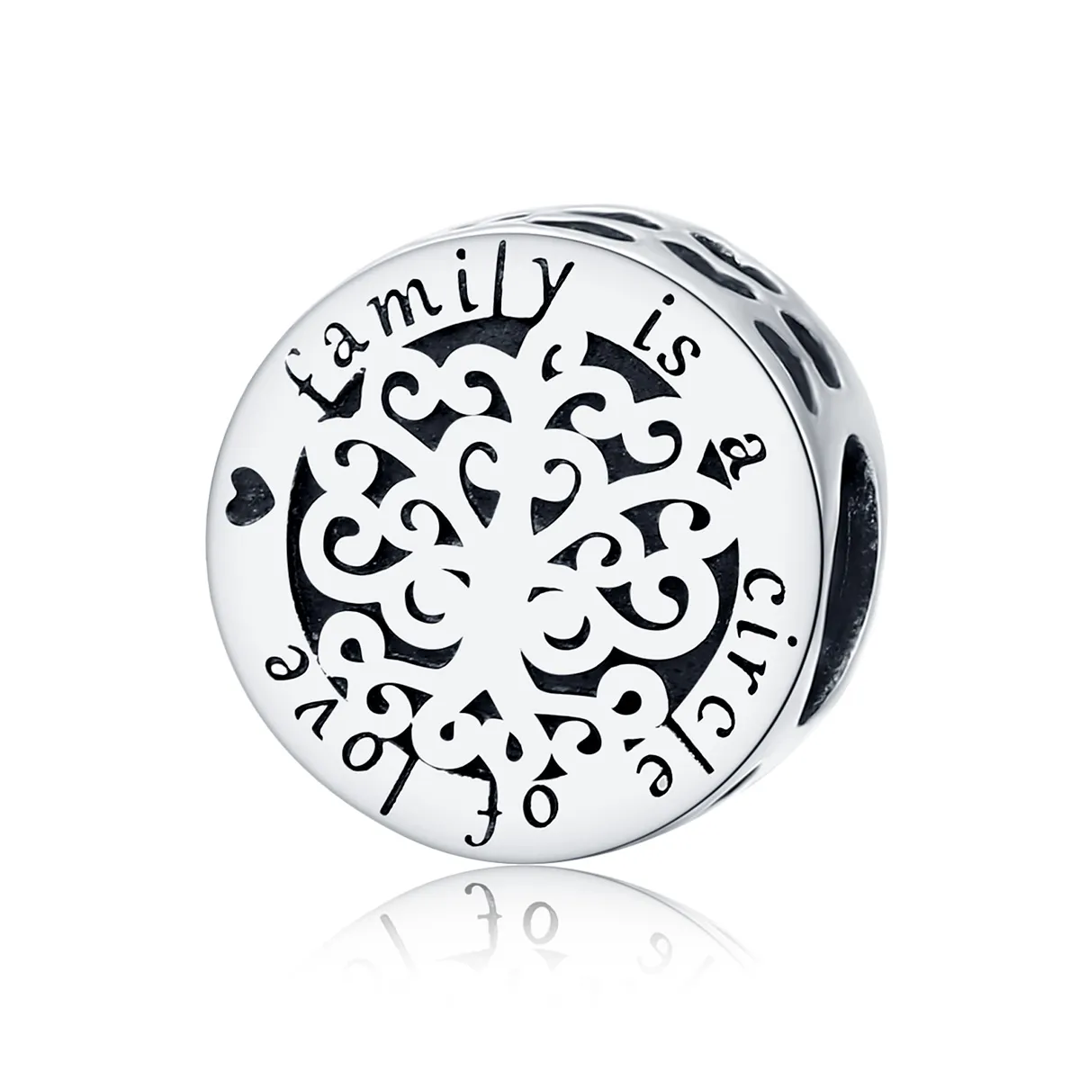 pandora style sølv glitrende family tree charm scc1324