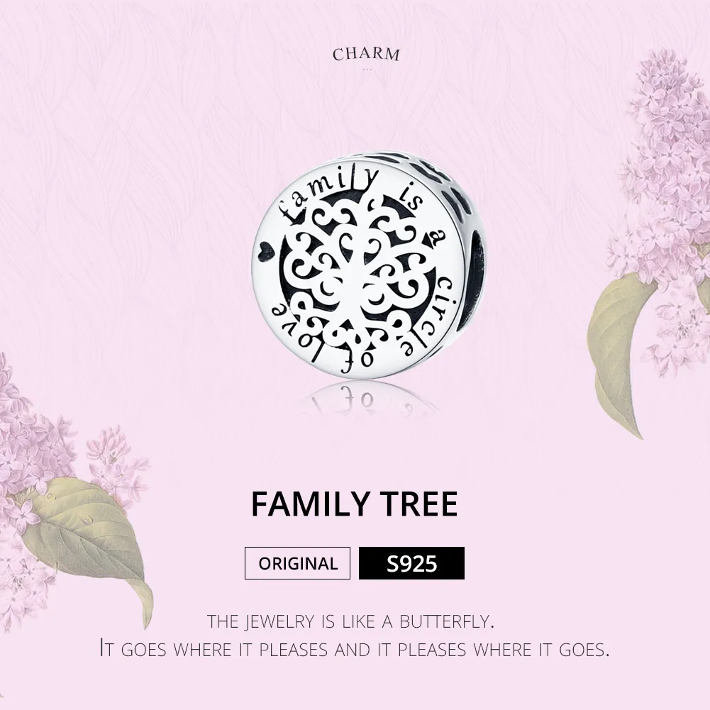 Pandora Style Sølv Glitrende Family Tree Charm - SCC1324