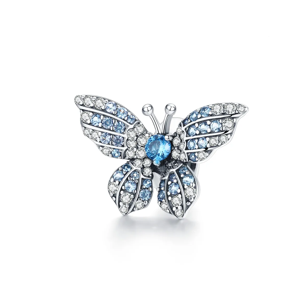 pandora style sølv glitter butterfly charm bsc061