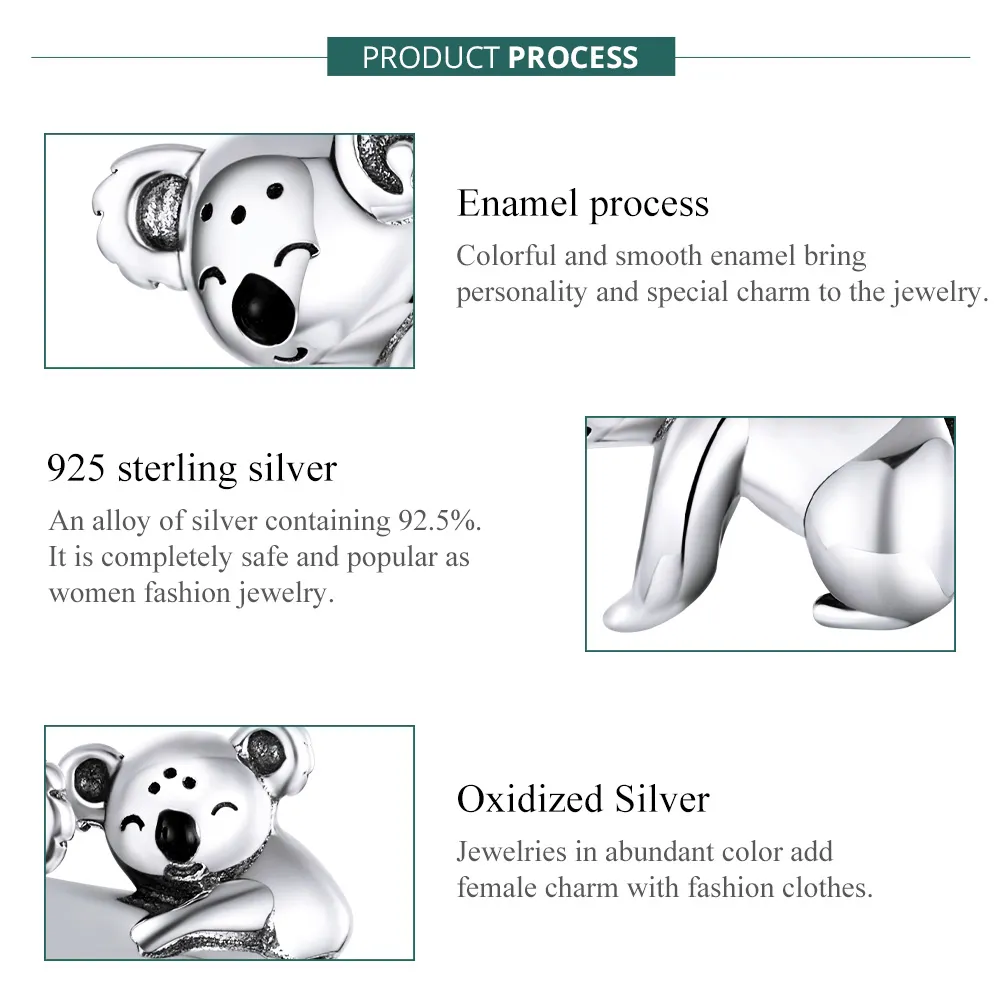 Pandora Style Sølv Koala Med Barn Charm - BSC260