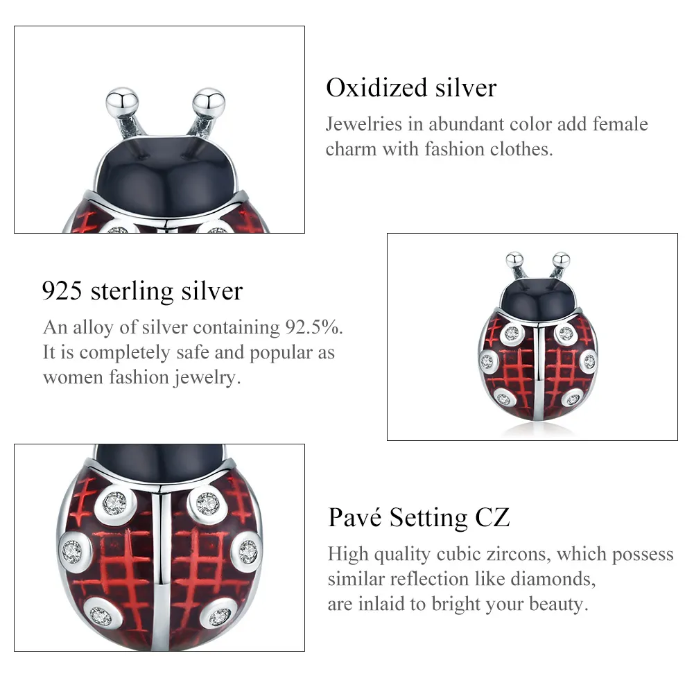 Pandora Style Sølv Ladybug Charm - SCC1481