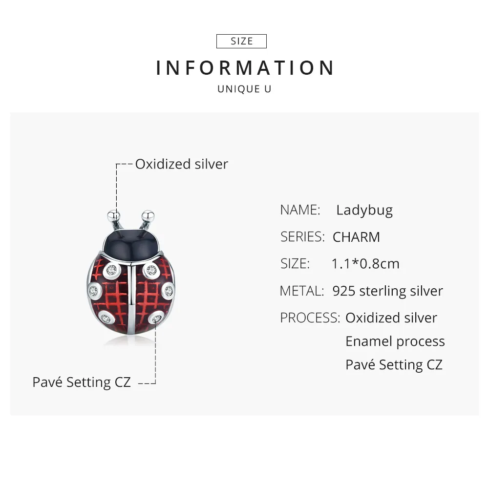 Pandora Style Sølv Ladybug Charm - SCC1481