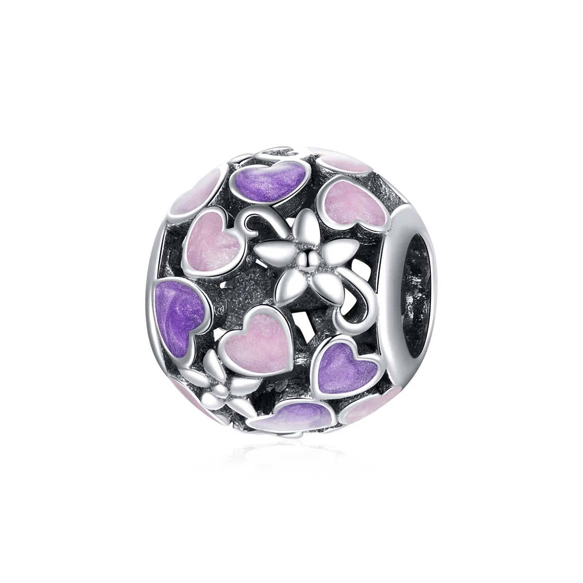 pandora style sølv love flowers charm scc1798