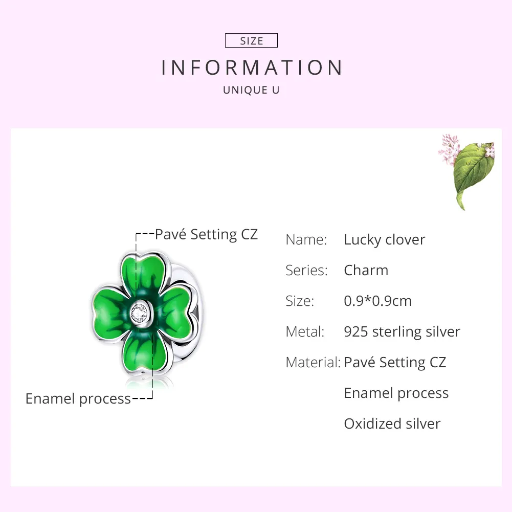 Pandora Style Sølv Lucky Clover Charm - SCC1749