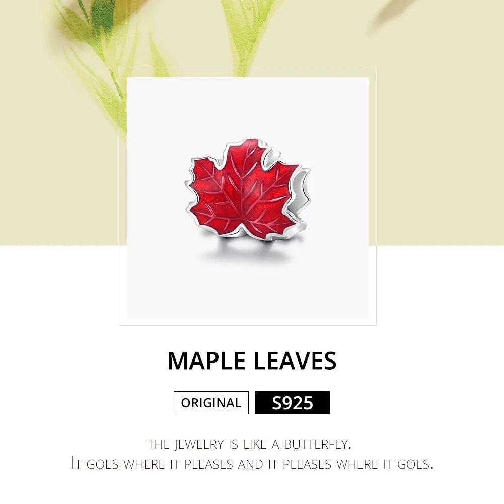 Pandora Style Sølv Maple Leaf Charm - BSC335