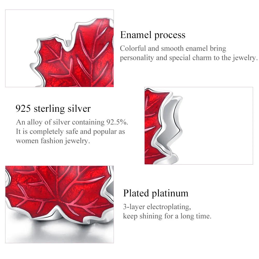 Pandora Style Sølv Maple Leaf Charm - BSC335