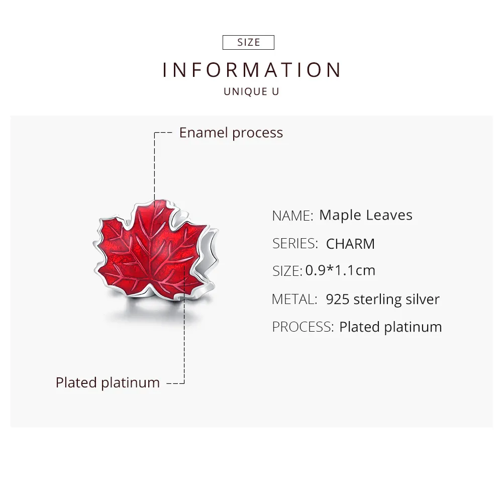 Pandora Style Sølv Maple Leaf Charm - BSC335