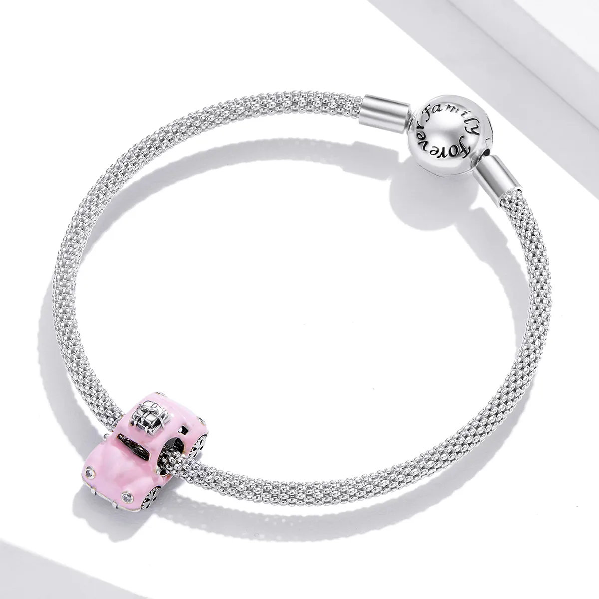 Pandora Style Sølv Rosa Bil Charm - SCC1738