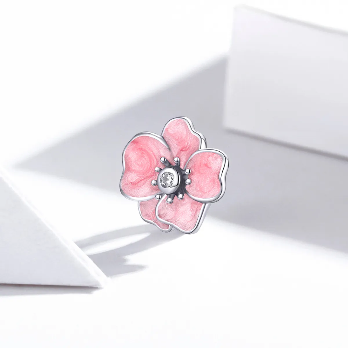 Pandora Style Sølv Rosa Flower Charm - SCC1729