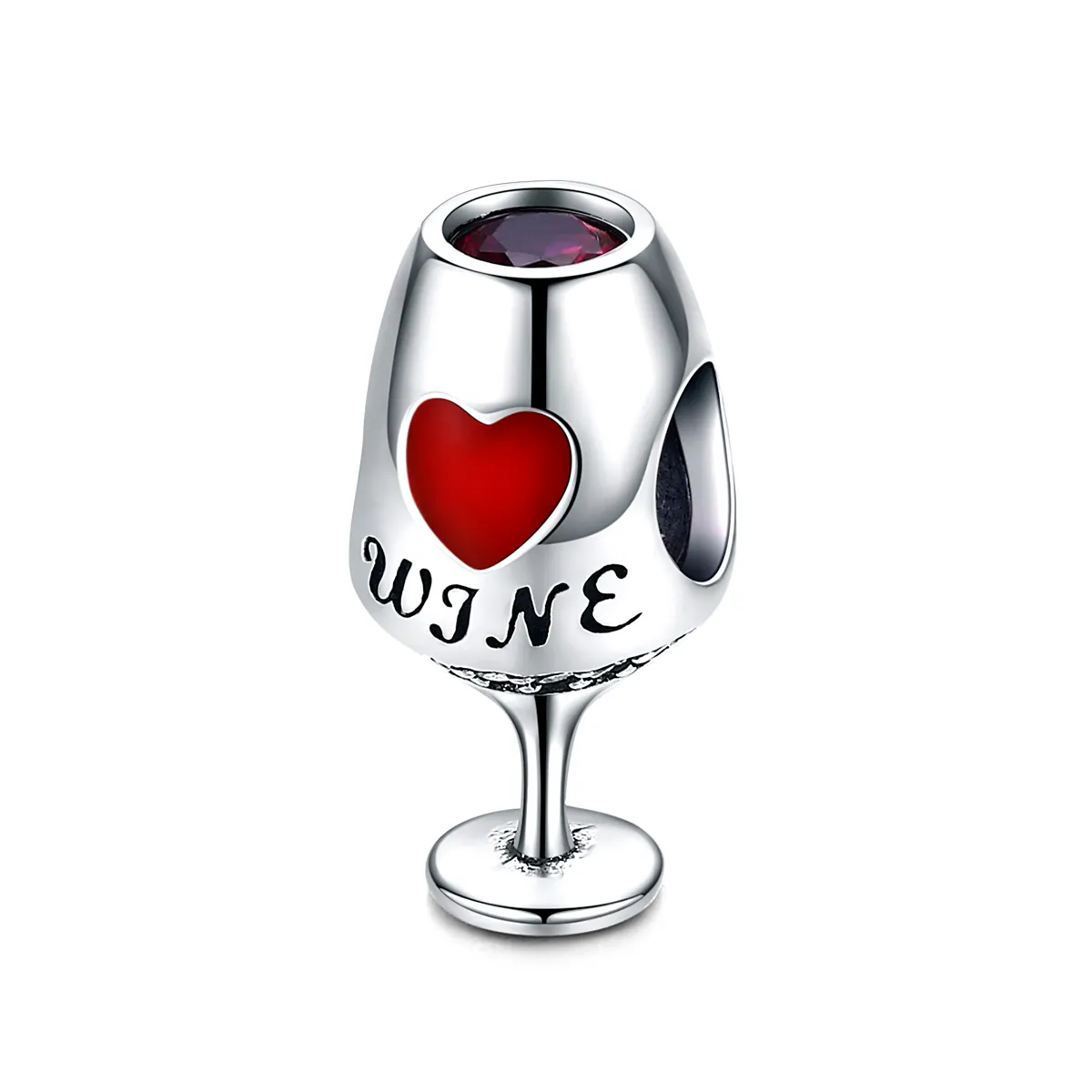 Pandora Style Silver Red Wine Glass Charm - SCC788