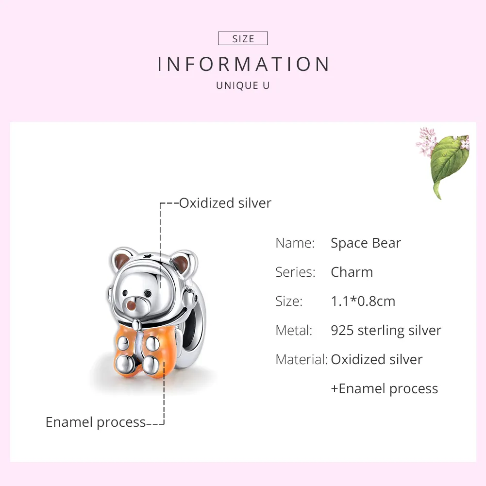 Pandora Style Sølv Space Bear Charm - SCC1693